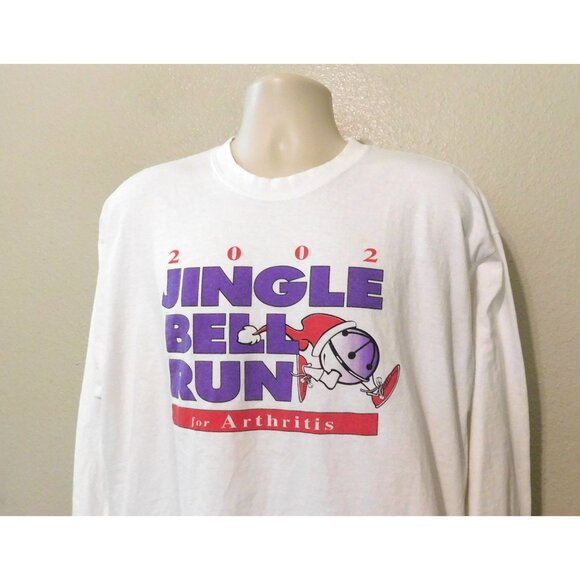 Jingle Bell Run for Arthritis 2002 Tee XL White Long Sleeve Fort Worth Hanes - Picture 2 of 7